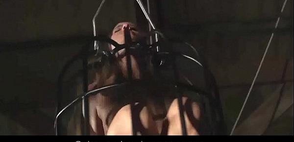  Busty teen slave stands punishment fuck in bondage cage
